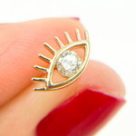 Load image into Gallery viewer, EFZ52004BS. 14K Solid Yellow Gold Diamond Eye Studs