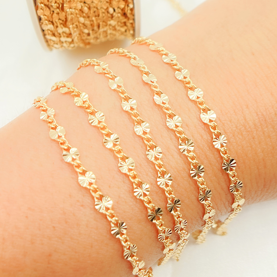 V212GF. 14k Gold Filled Curb & Diamond Cut Marina Link