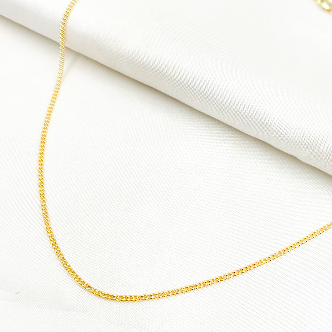 14K Solid Gold Smooth Curb Link Chain