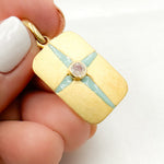 Load image into Gallery viewer, BUy Now Silver Rectangle Enamel Pendant with Gemstones