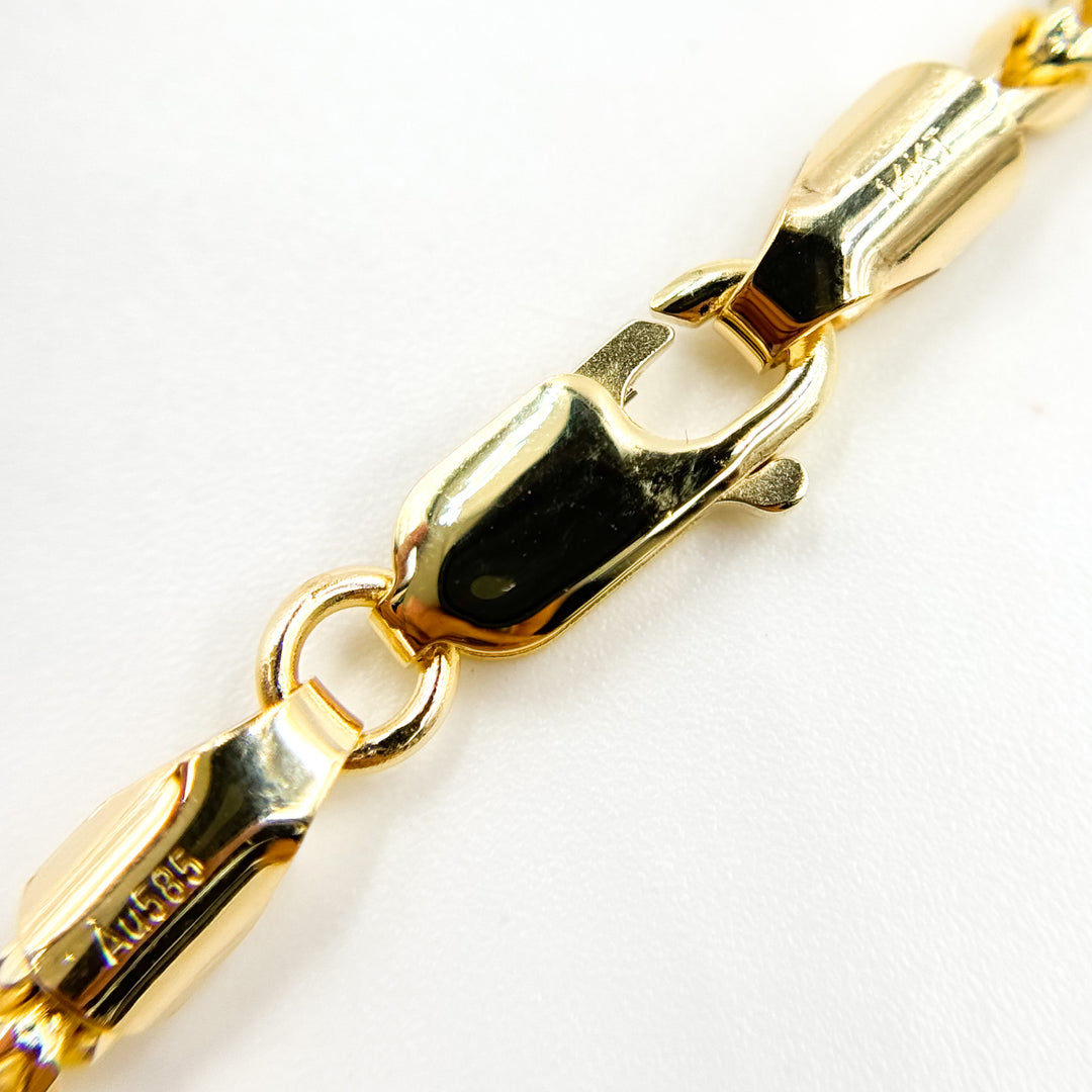 14k Solid Yellow Gold Wheat Chain