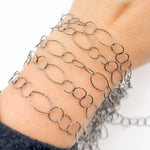 Load image into Gallery viewer, Oxidized Sterling Silver Diamond Cut Long and Short Oval Link Chain