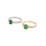 Load image into Gallery viewer, 14k Solid Gold Diamond and Emerald Statement Ring