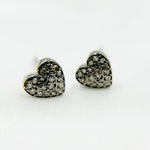Load image into Gallery viewer, DE053. Pave Diamond Sterling Silver Heart Studs