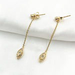 Load image into Gallery viewer, EFE52070. 14K Solid Yellow Gold Diamond Eye Dangle Stud Earring