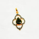 Load image into Gallery viewer, DP245. Diamond Sterling Silver Flower Pendant with Gemstone