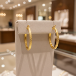 Load image into Gallery viewer, GER119. 14K Solid Gold Hollow Hoop with Engraving