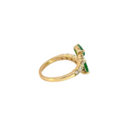 Load image into Gallery viewer, 14k Solid Gold Spiral Diamond and Emerald Ring.