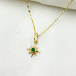 Load image into Gallery viewer, 14K Solid Gold Star Charm with Gemstone