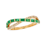 Load image into Gallery viewer, 14K Solid Yellow Gold Diamond and Gemstone Cross Ring