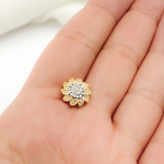 Load image into Gallery viewer, EFB51035. 14K Solid Gold and Diamonds Flower Earrings
