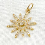 Load image into Gallery viewer, 14K Solid Gold Sun Pendant with Diamonds & Gemstone (Available in Ruby, Blue Sapphire). GDP360