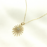 Load image into Gallery viewer, 14K Solid Gold Diamond Sun Charm