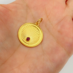 Load image into Gallery viewer, 14K Solid Gold Gemstone Circle Charm. GDP303