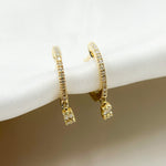 Load image into Gallery viewer, HP400778. 14k Solid Gold Diamond Dangle Hoop Earrings