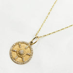 Load image into Gallery viewer, GDP519. 14k Solid Gold Circle Wheel Charm with Diamonds