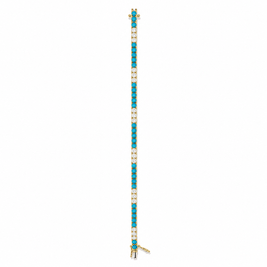 CB97388-3.5. 14k Solid Gold Diamond and Gemstone Tennis Bracelet