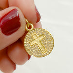 Load image into Gallery viewer, DC326. Diamond Sterling Silver Round Cross Charm