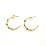 Load image into Gallery viewer, EHA56512. 14K Solid Gold and Diamonds Hoop Earrings