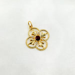 Load image into Gallery viewer, GDP383. 14K Solid Gold Diamond and Gemstone Flower Charm