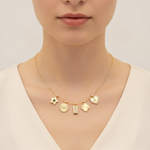 Load image into Gallery viewer, NFG72139. 14K Solid Gold Diamond Dangle Multi Shapes Fancy Necklace
