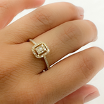 Load image into Gallery viewer, 14k Solid Gold Diamond Rectangle Ring.
