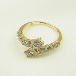 Load image into Gallery viewer, 14K Solid Gold Diamond Double Line Ring.