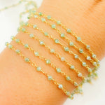 Load image into Gallery viewer, Coated Green Quartz Gold Plated Wire Chain. CQU36