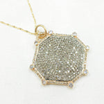 Load image into Gallery viewer, KSG59. 14k Solid Gold and Sterling Silver Black Rhodium Diamond Octagon Charm