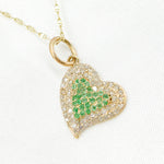 Load image into Gallery viewer, 14k Solid Gold Diamond and Gemstone (Emerald or Blue Sapphire) Heart Charm. KG192