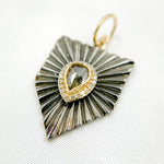Load image into Gallery viewer, 14k Solid Gold Sterling Silver Black Rhodium with Diamonds Pentagon Charm. KSG22