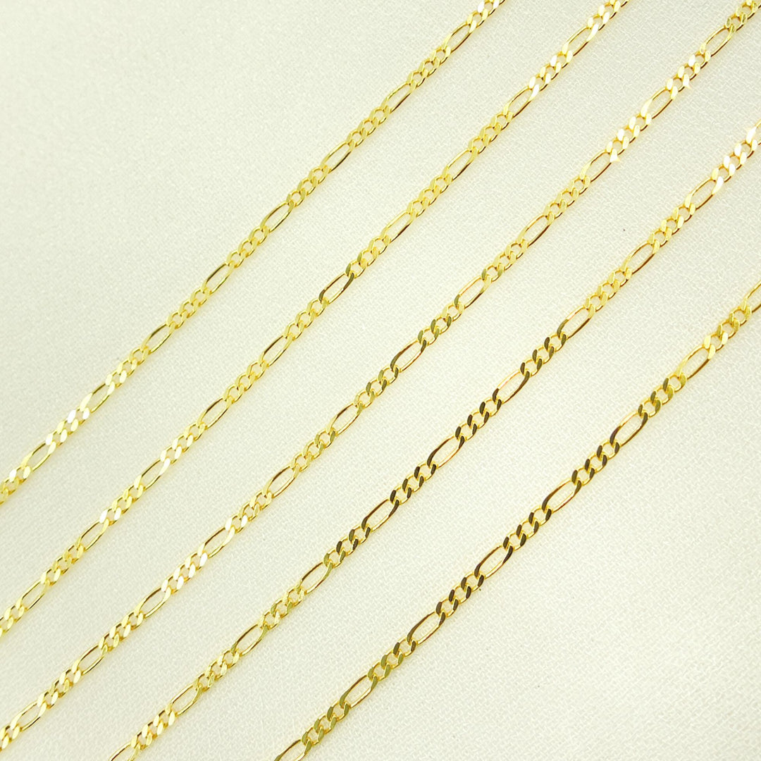 14K Solid Yellow Gold Figaro Link Chain