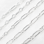 Load image into Gallery viewer, Sterling Silver Hollow Smooth Paperclip Long & Short Link Chains