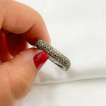Load image into Gallery viewer, DE01. Diamond Black Rhodium Sterling Silver Square Ring