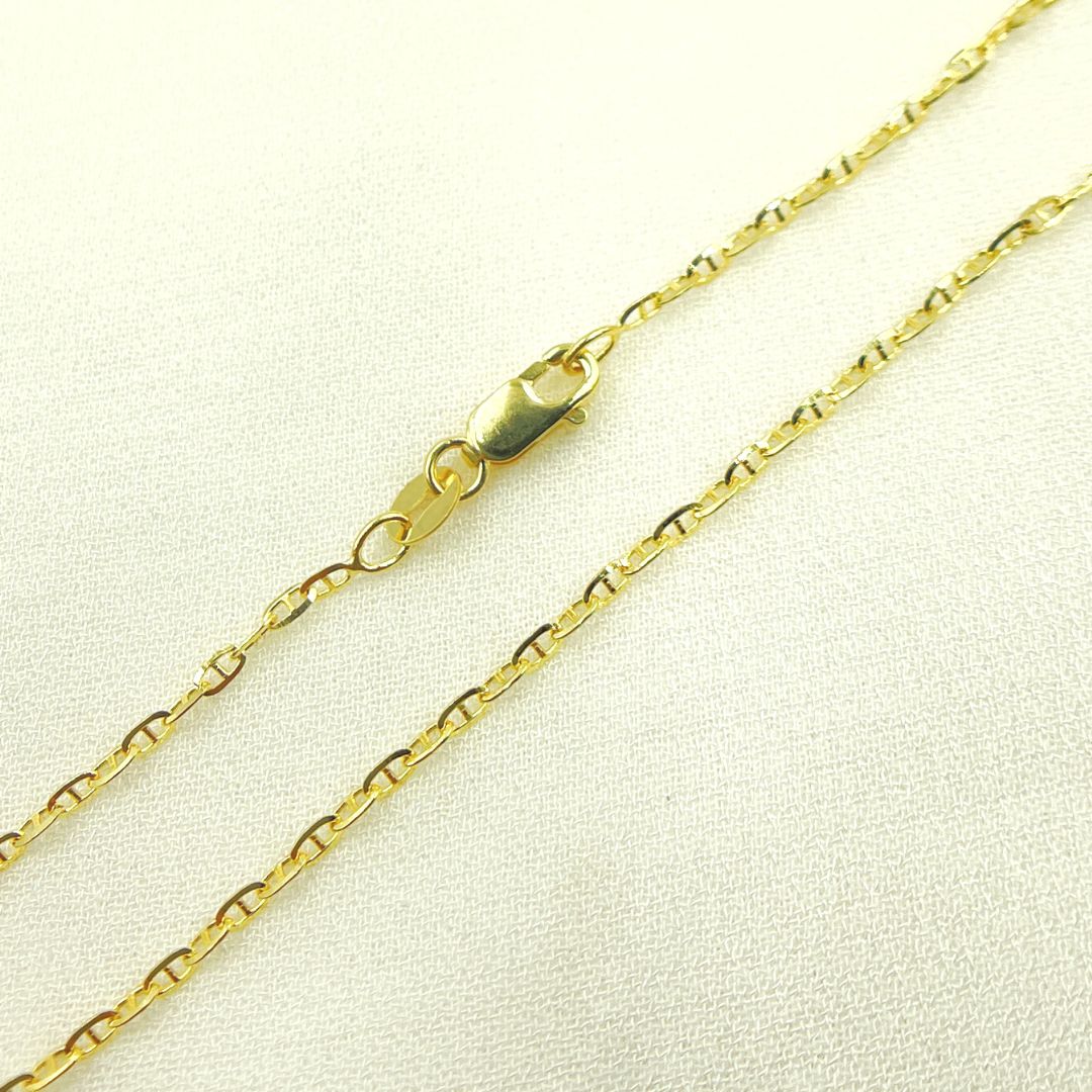 14K Solid Gold Diamond Cut Marina Link Chain