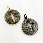 Load image into Gallery viewer, DC302. Diamond Sterling Silver Round Cross Pendant