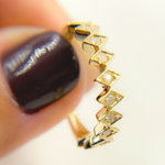 Load image into Gallery viewer, 14K Solid Yellow Gold Rhomb Diamond Band Ring.
