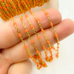 Load image into Gallery viewer, V203ORGP. Gold Plated Sterling Silver Enamel Orange Color Chain