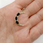 Load image into Gallery viewer, 14k Solid Gold Diamond &amp; Gemstone Moon Charm. GDP563
