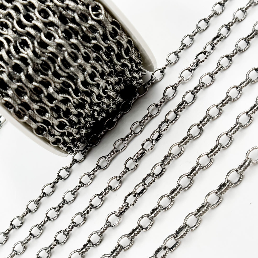 Shop Oxidized Sterling Silver Textured Oval Chain