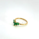 Load image into Gallery viewer, 14k Solid Yellow Gold Emerald Flower Ring.