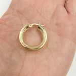 Load image into Gallery viewer, GER105. 14K Solid Gold Flat Diamond Cut Hollow Hoop Earrings