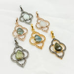 Load image into Gallery viewer, DP245. Diamond Sterling Silver Flower Pendant with Gemstone