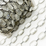 Load image into Gallery viewer, Crystal Rectangle Shape Bezel Oxidized Wire Chain. CR40