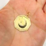 Load image into Gallery viewer, 14K Gold Diamond Octahedron Charm with Moon and Stars. GDP427