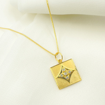 Load image into Gallery viewer, 14K Solid Gold Charm Square Pendant with Diamonds. GDP335