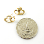 Load image into Gallery viewer, EFA50694. 14K Solid Gold and Diamonds 2 Heart Earrings