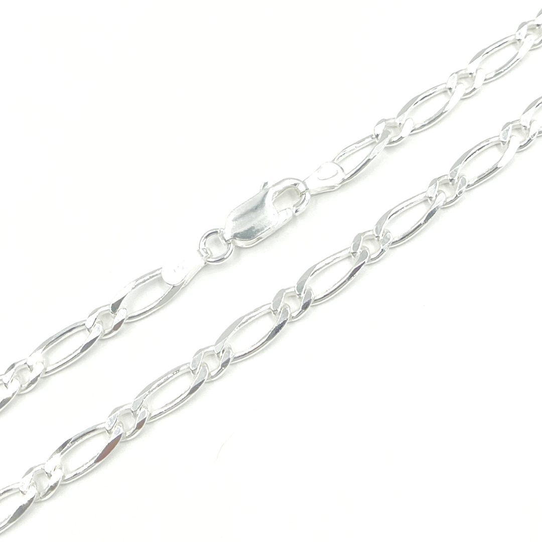 925 Sterling Silver Figaro Diamond Cut Necklace. 1004241FGNecklace