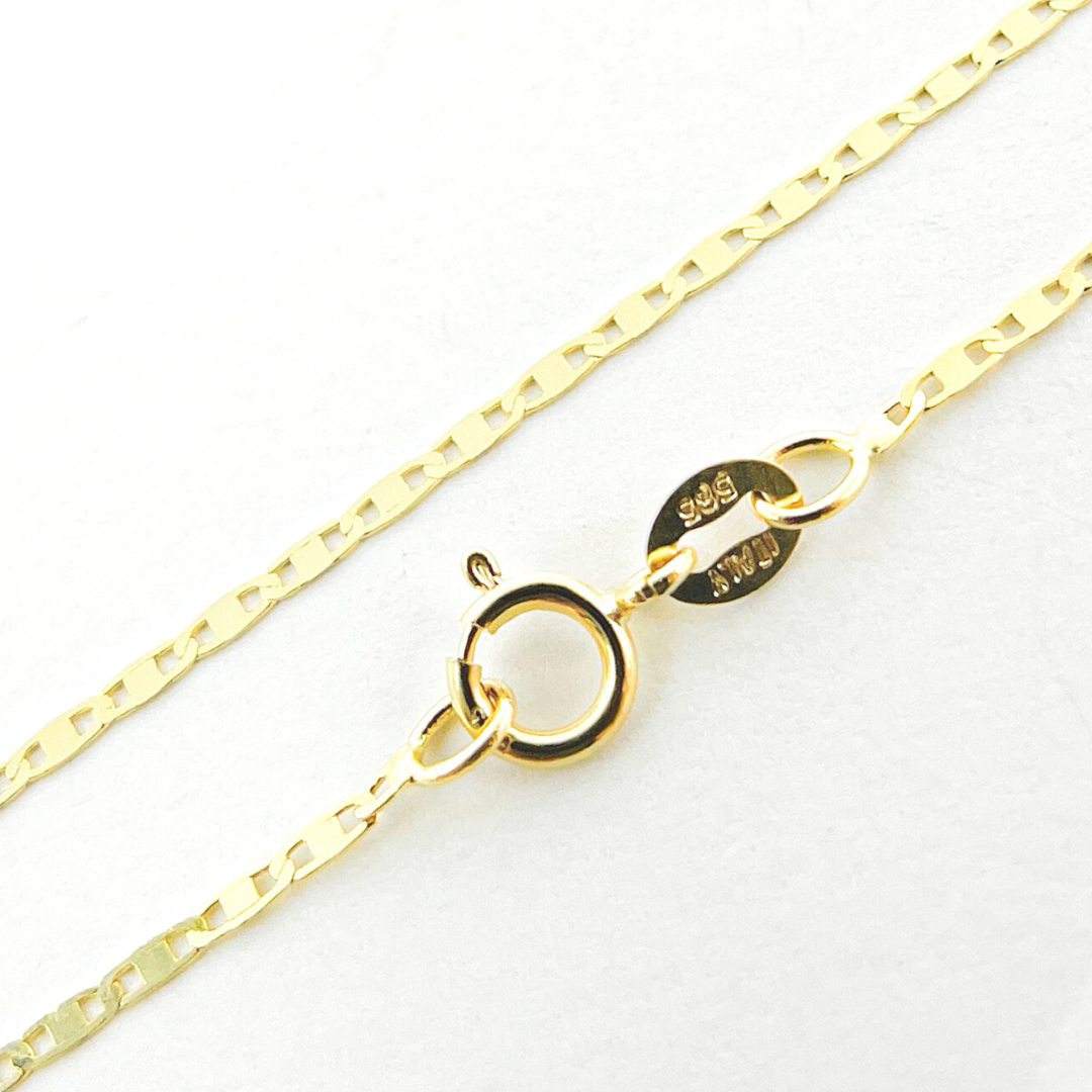 14K Solid Gold Flat Marina Link Chain