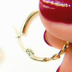 Load image into Gallery viewer, GER108. 14K Solid Gold Hoop with Flat and Curb section